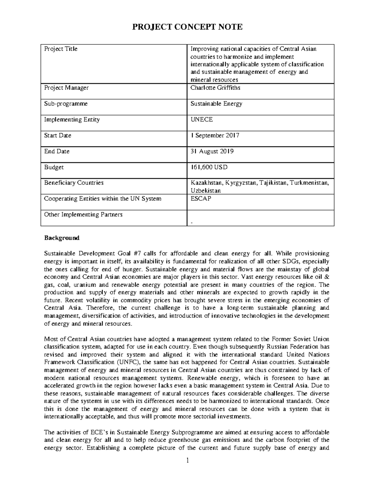 2SED UNFC Final Project Concept Note on Energy & Mineral Management ...