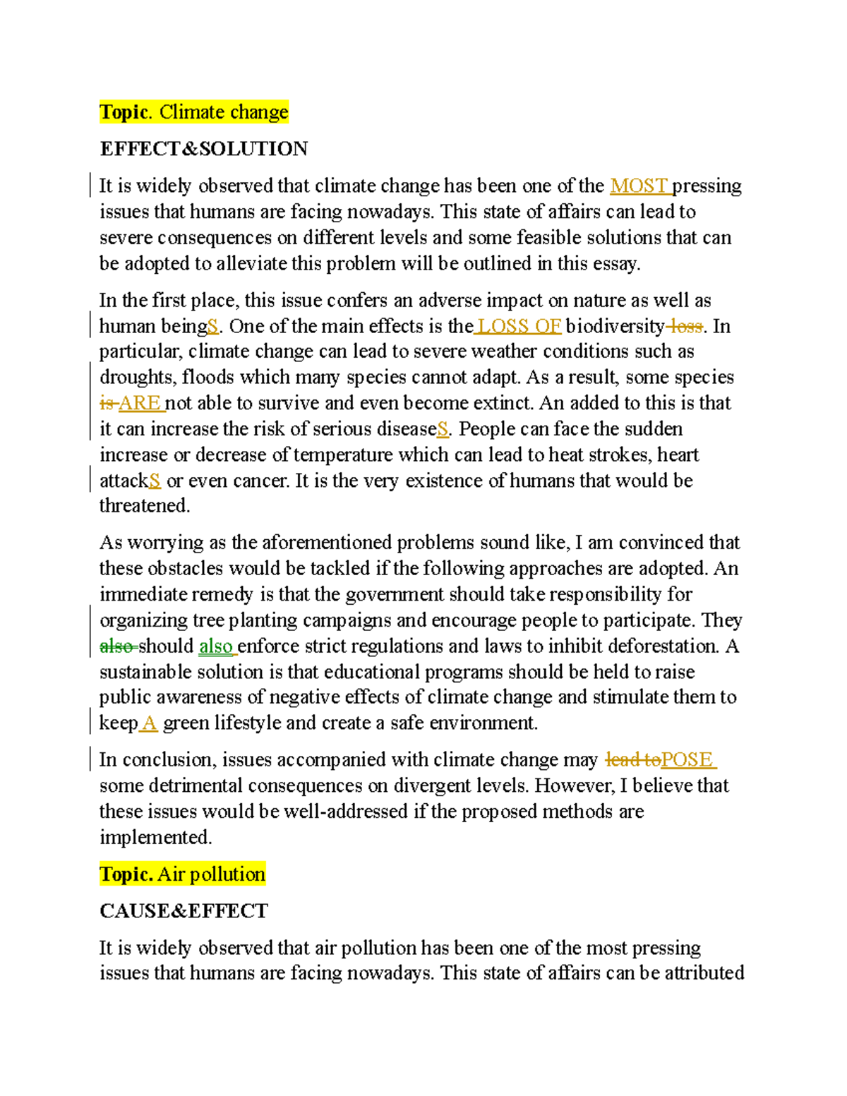 ENG 101: Climate Change Effects & Solutions Essay Analysis - Studocu