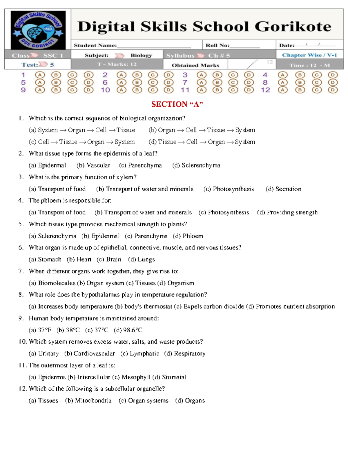 Bio 5: Chapter 5 - Key Concepts and Notes on Biological Organization ...