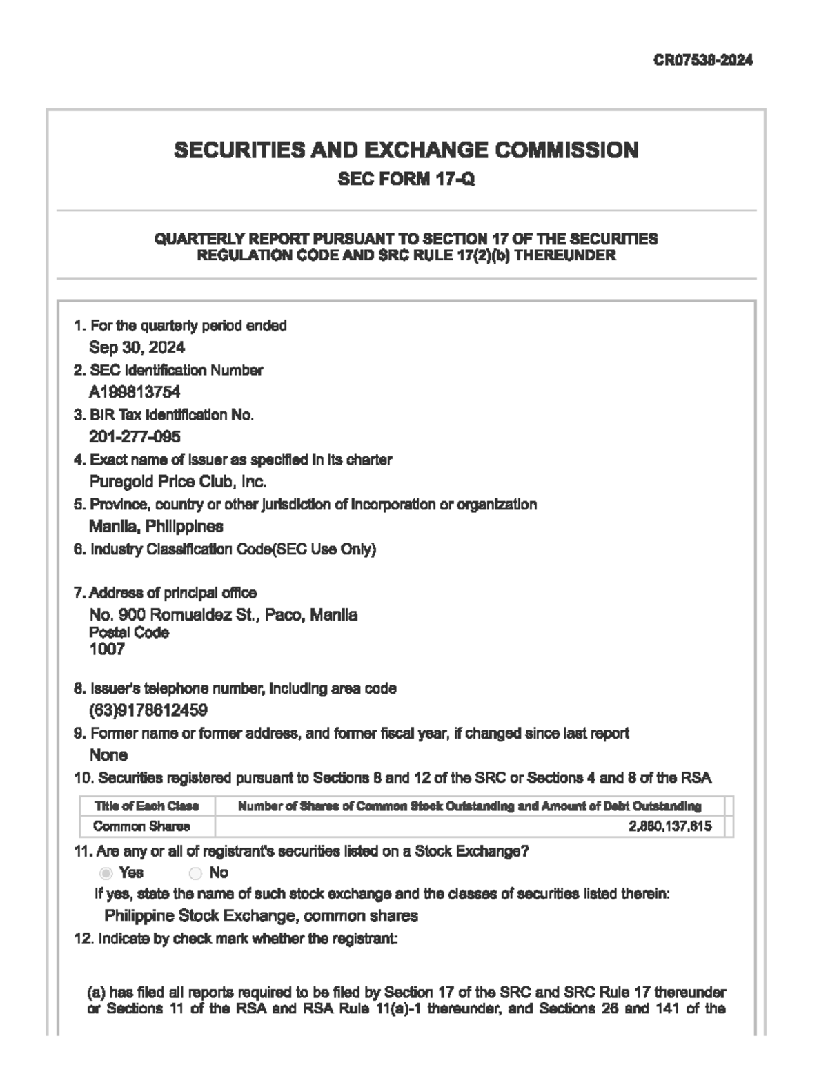 Pure Gold Current and Previous Report (PSE) - SECURITIES AND EXCHANGE ...