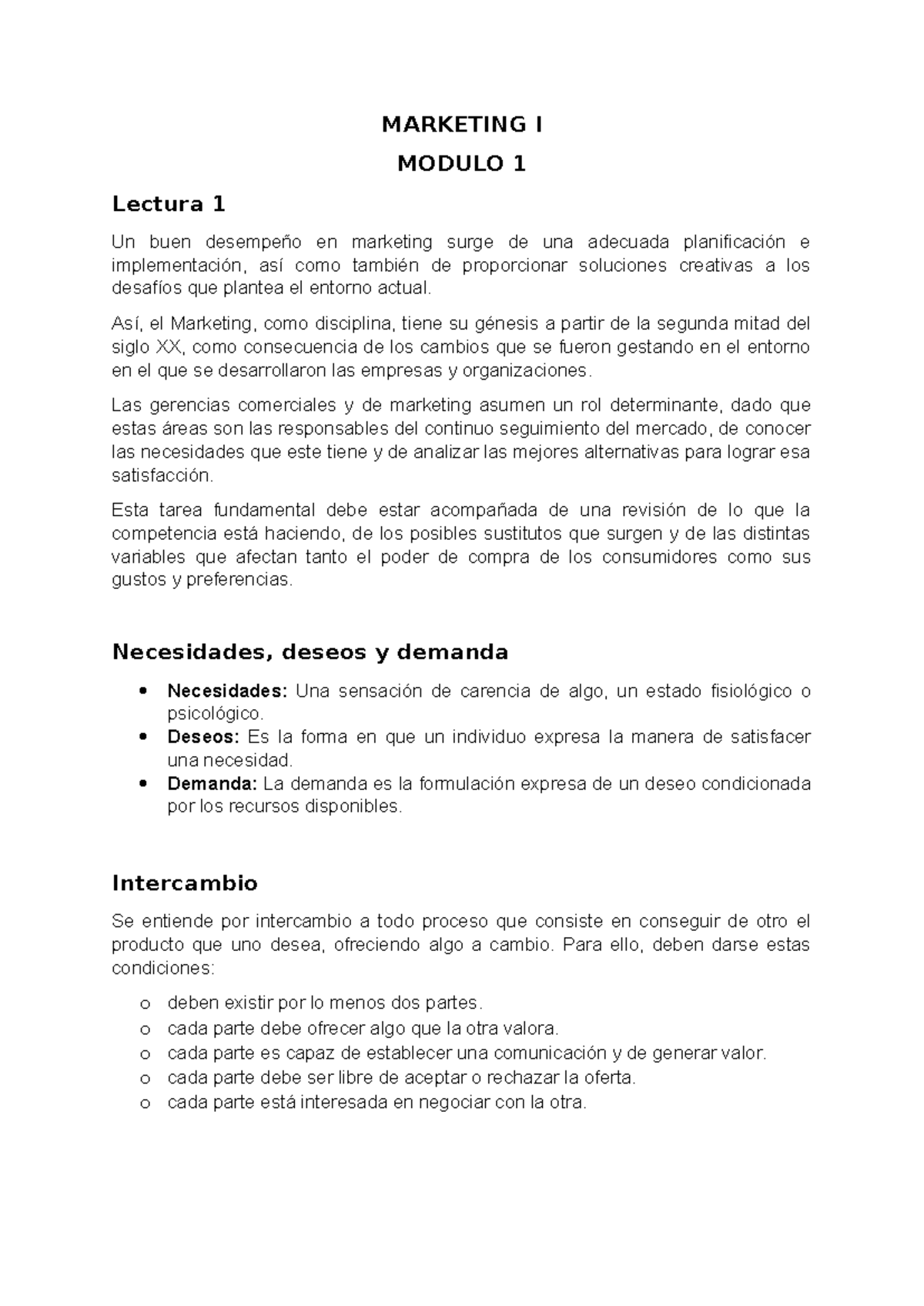 Parcial 1 - Resumen Módulos 1 y 2 de Marketing I: Fundamentos y ...