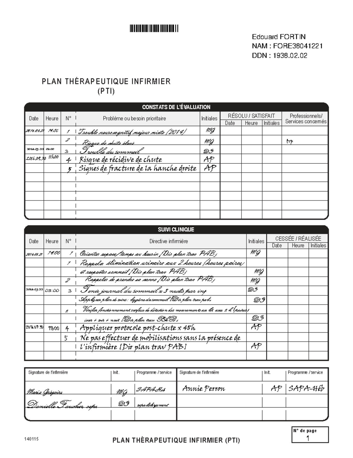 PLAN THÉRAPEUTIQUE INFIRMIER (PTI) - ÉTAPE 1 & 2 - FORE3804 - Studocu