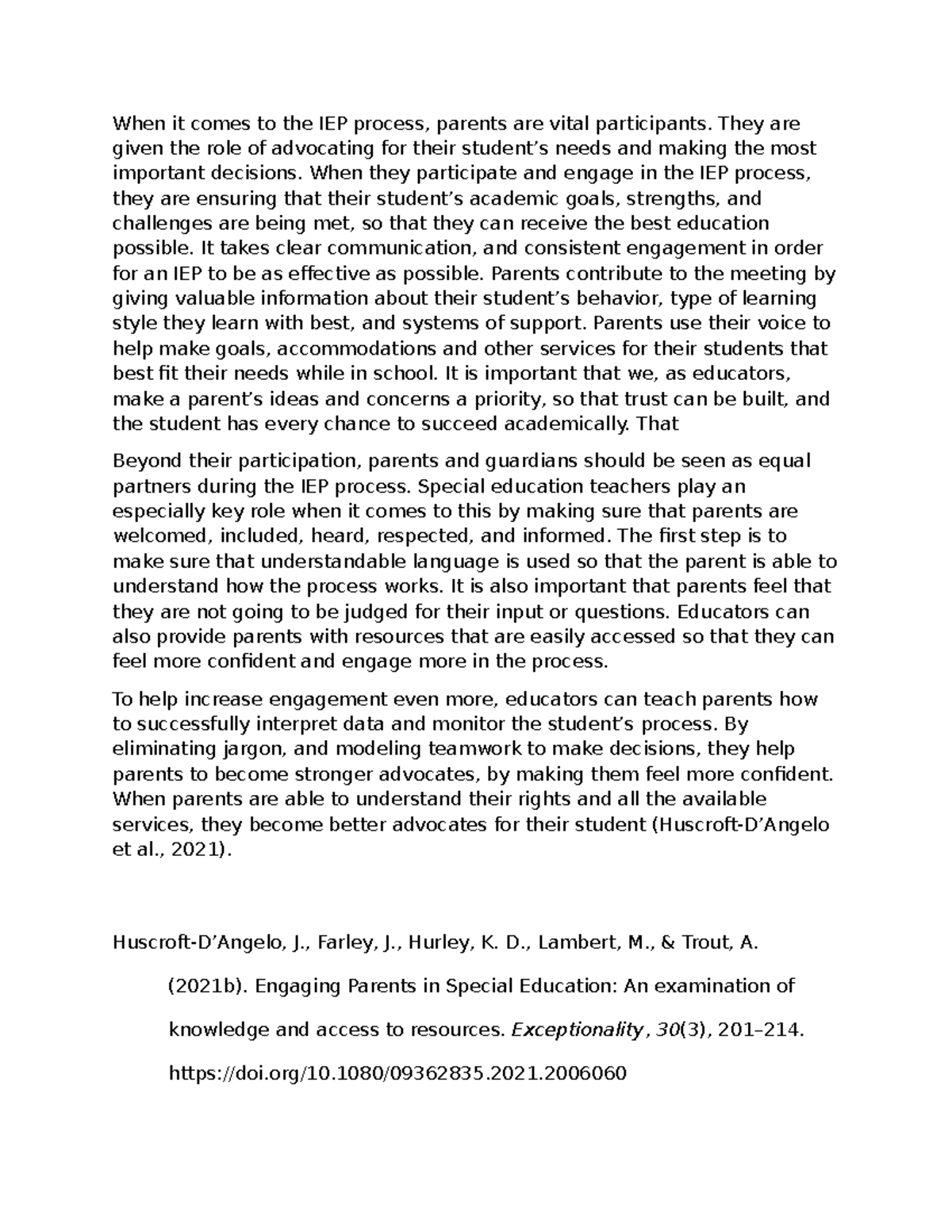 Engaging Parents in the IEP Process: Vital Roles and Strategies (DQ 2 ...