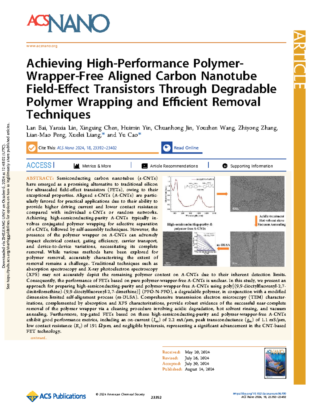 ACS Nano 2024: High-Performance Polymer-Wrapper-Free Aligned Carbon ...