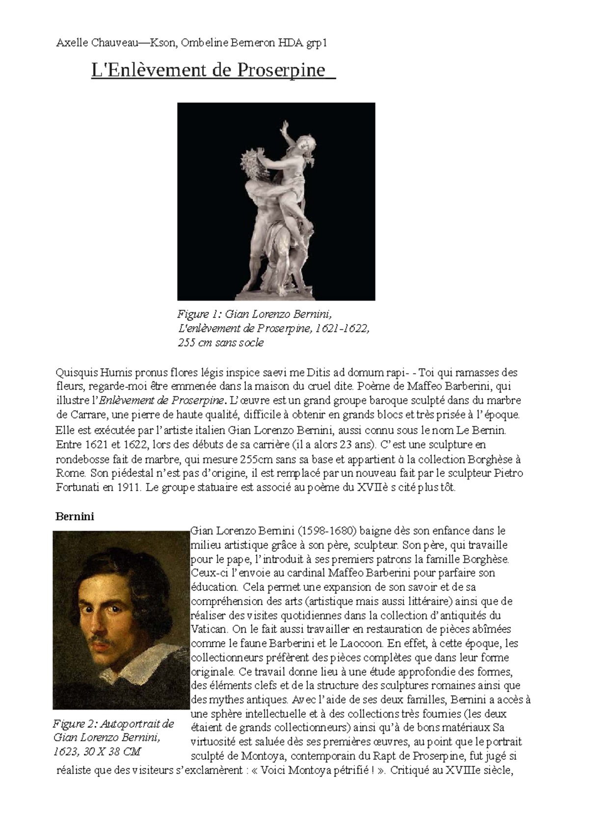 L'enlèvement de Proserpine par Bernini - HDA grp1 Analyse et Contexte ...