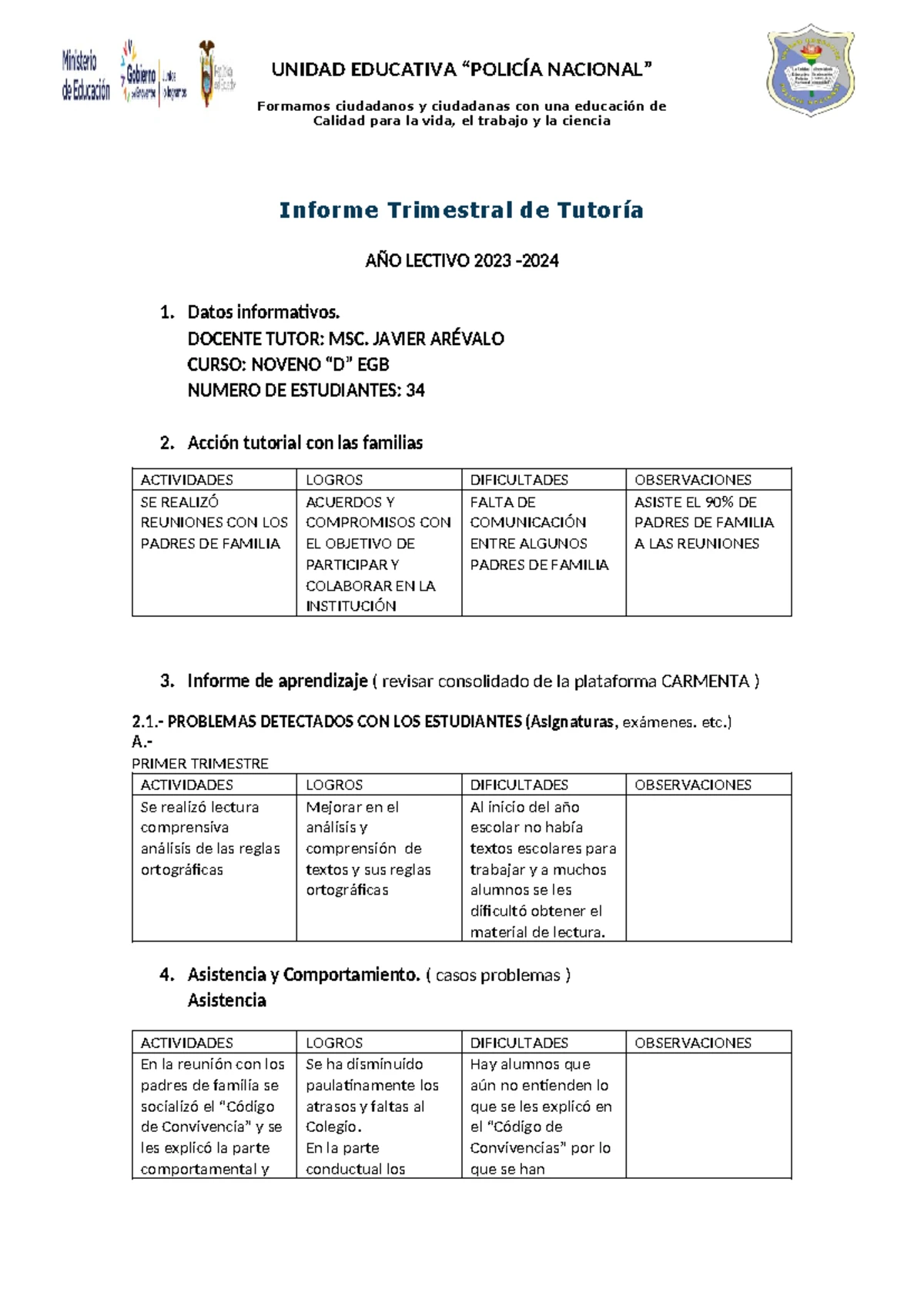 Examen Trimestral de Lengua y Literatura 5TO Grado 2023 - Studocu