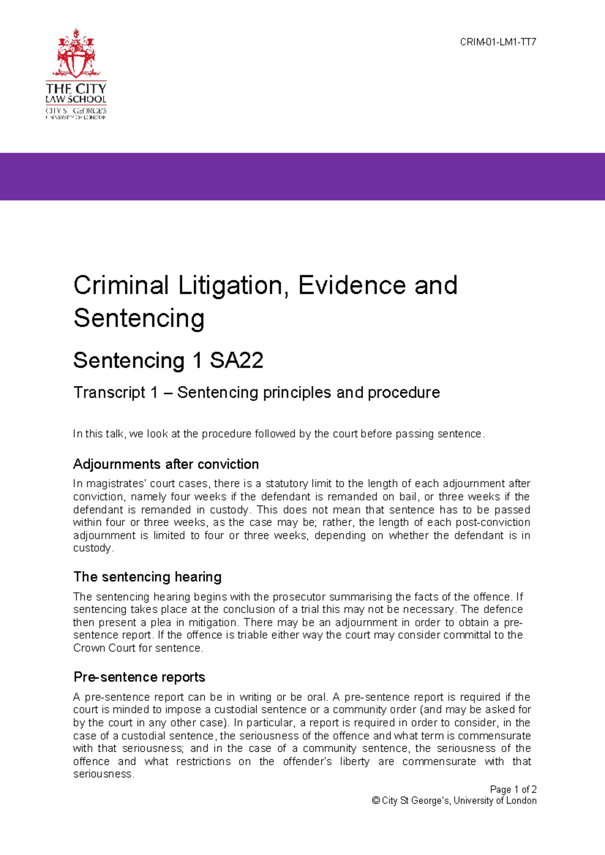 Criminal Litigation & Sentencing Principles - COP 5 Course Notes - Studocu
