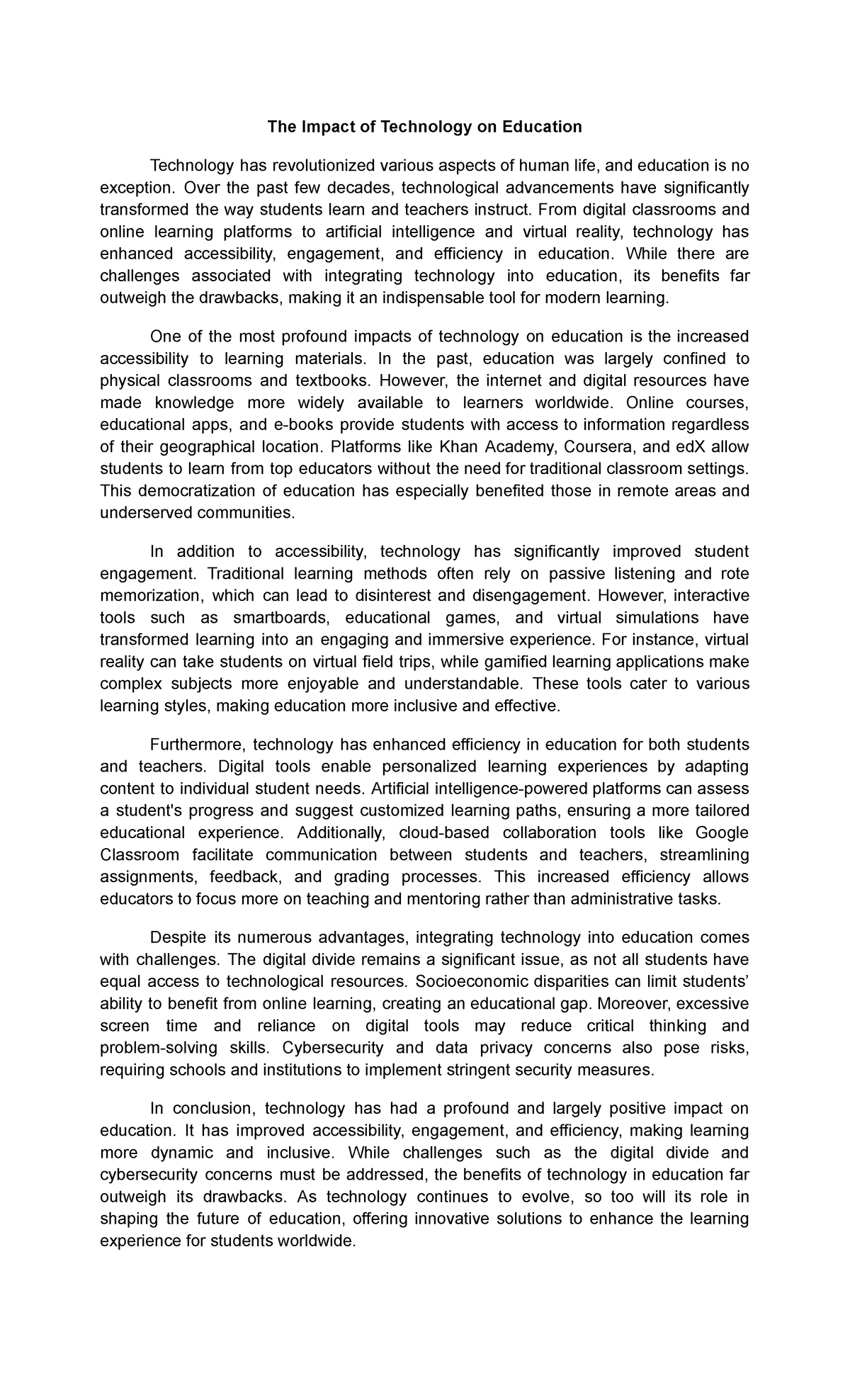 The Impact of Technology on Education - The Impact of Technology on ...