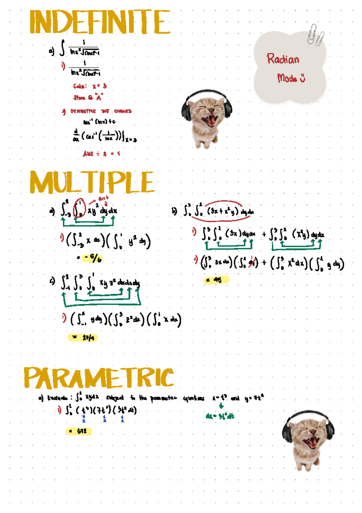 Calculus Notes: INDEFINITE Integrals & Derivatives - Caltech - Studocu