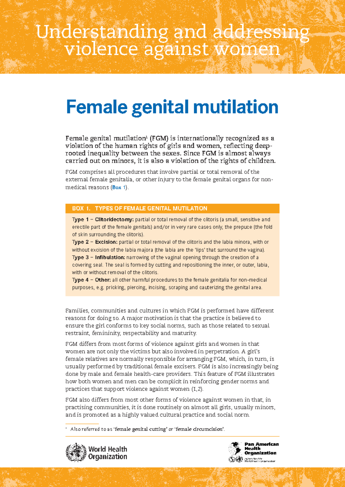 WHO RHR 12 - Female genital mutilation - Understanding and addressing ...
