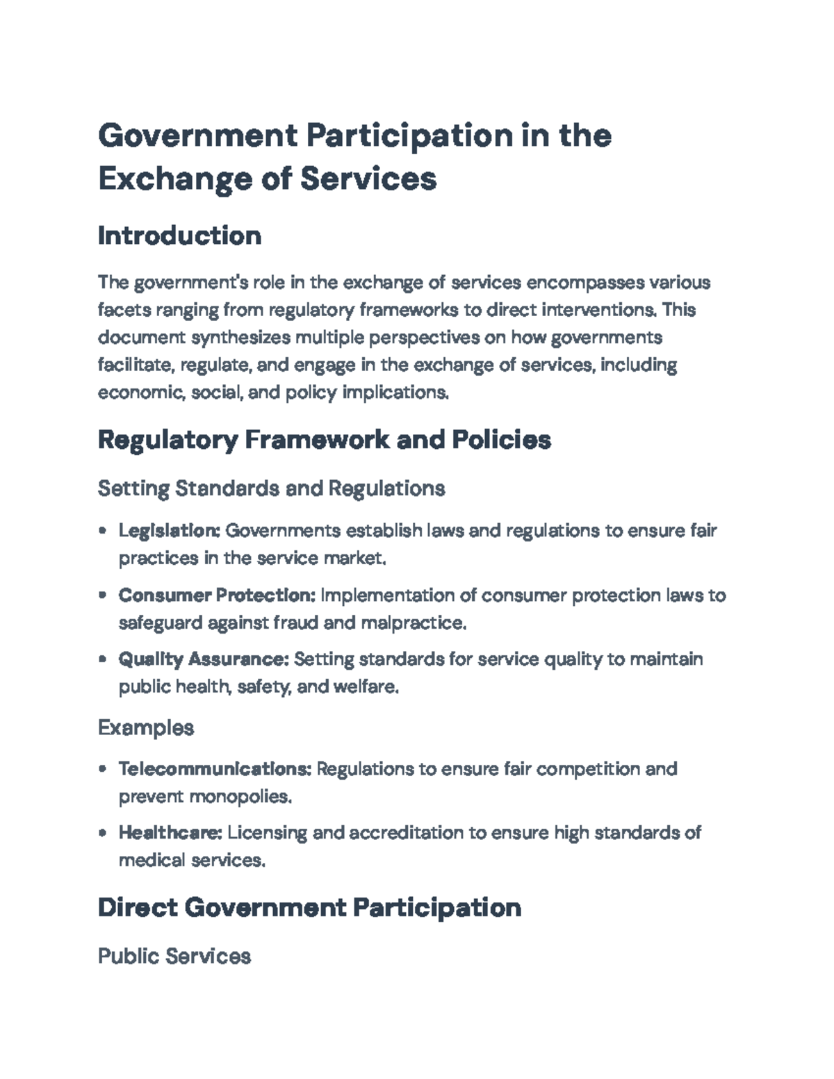 Government Participation in Service Exchange: Roles and Implications ...