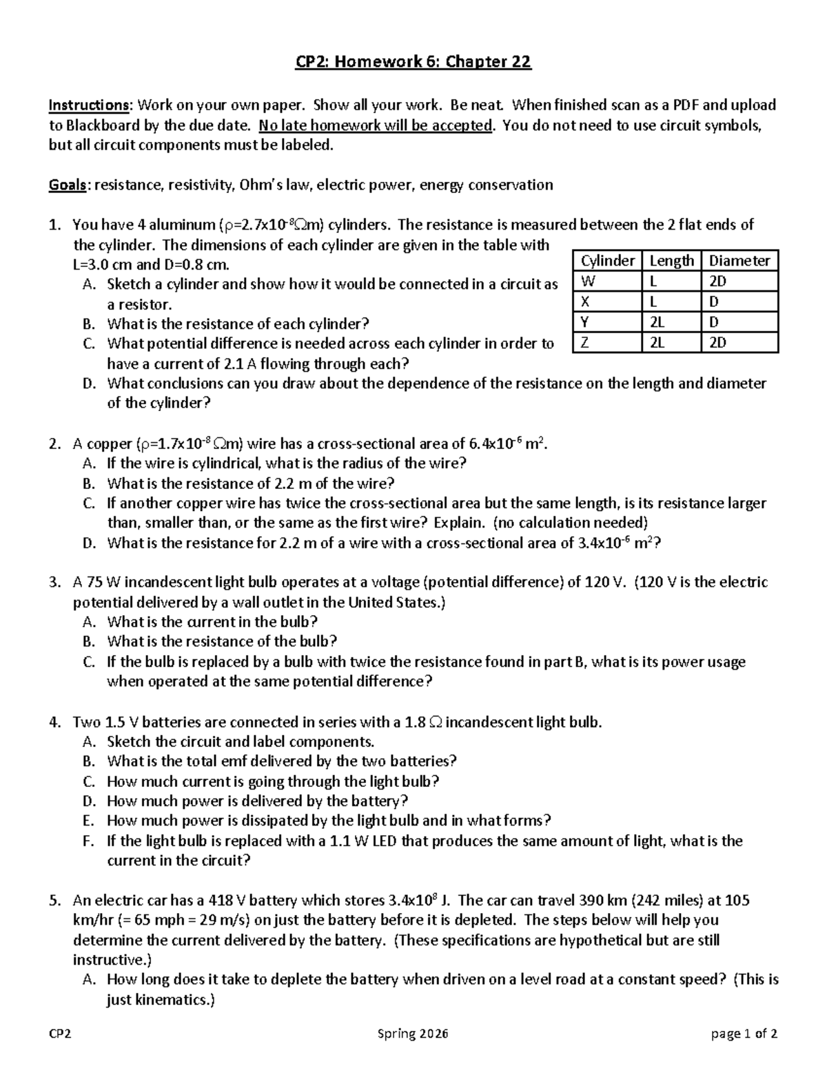 CP2: Homework 6 - Chapter 22 Instructions and Problems - Studocu