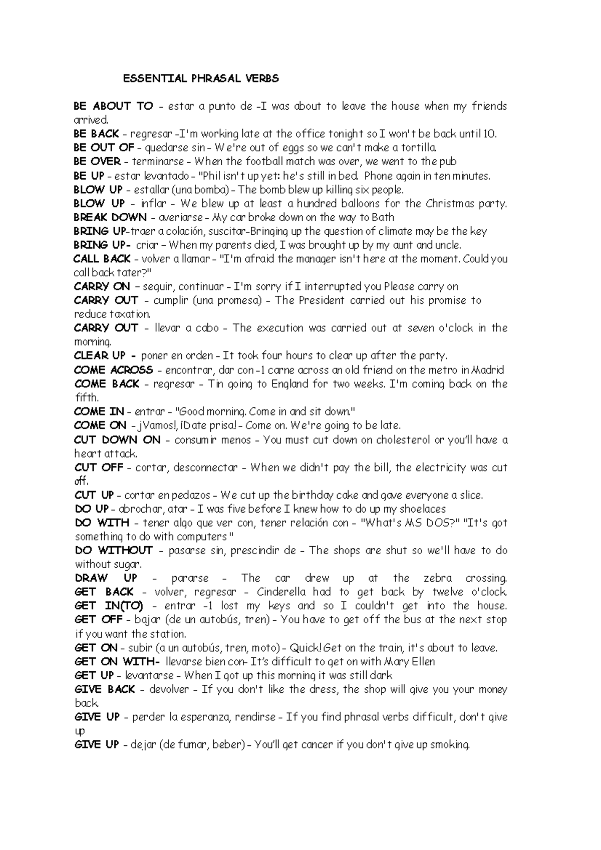 Phrasal Verbs Study Guide: Essential Expressions and Usage - Studocu