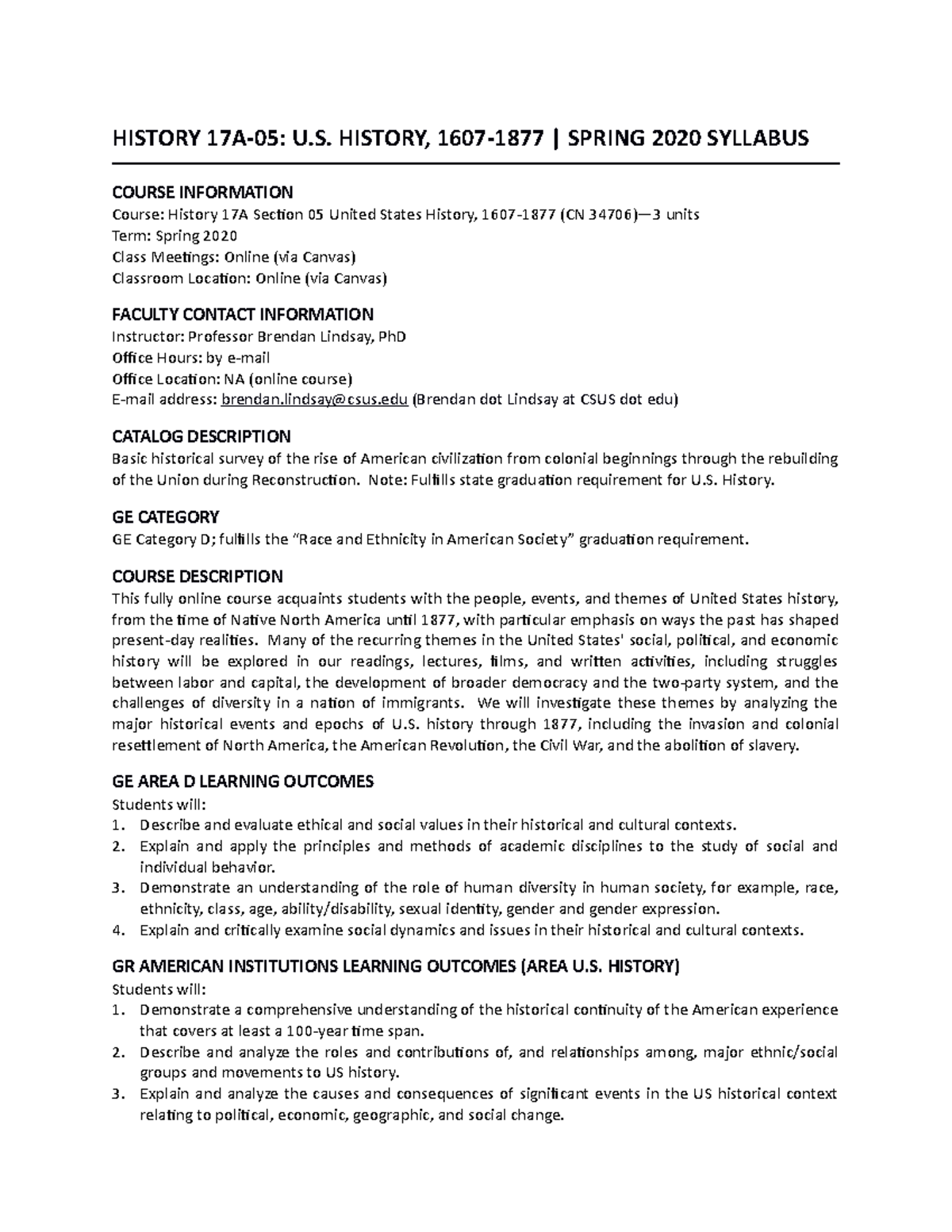 Lindsay-HIST17A-05-SP20 Spring 2020: U.S. History 1607-1877 Syllabus ...