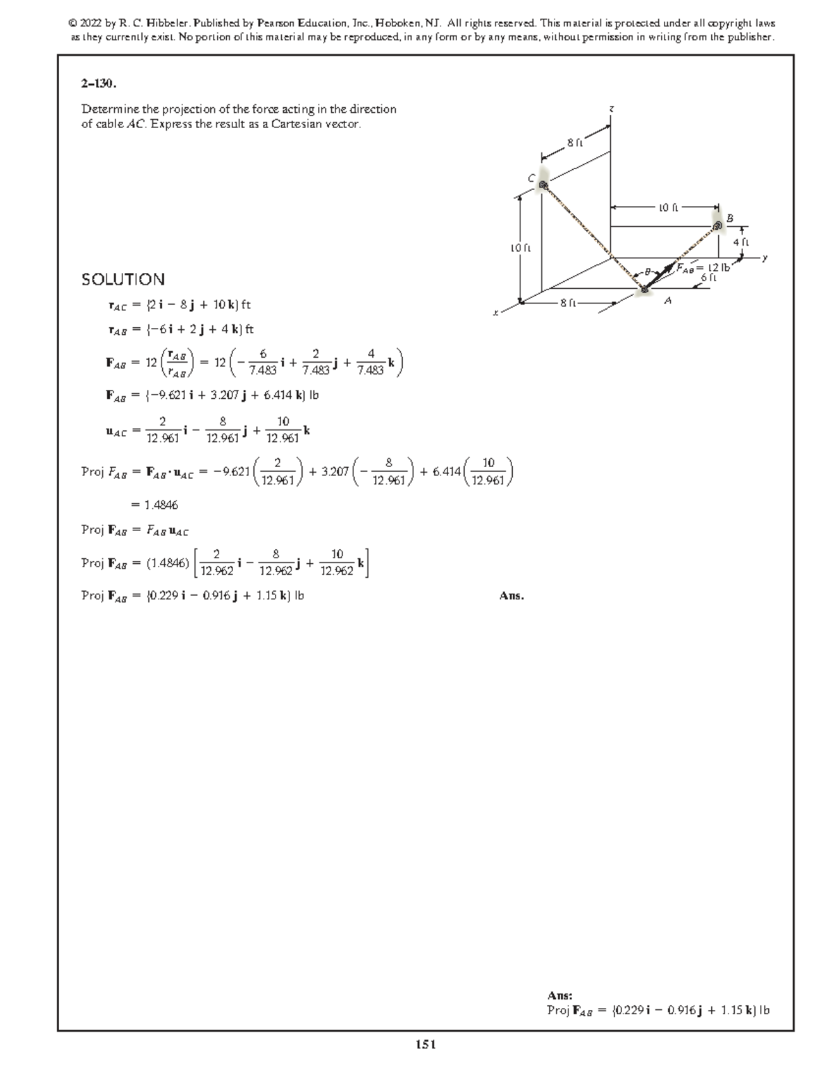 SWK 15th Ed Solution Manual - Force Projection in Cable AC - Studocu
