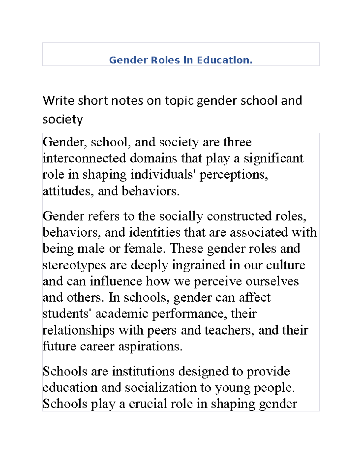 Understanding Gender Roles in Education and Society: A Study Guide ...