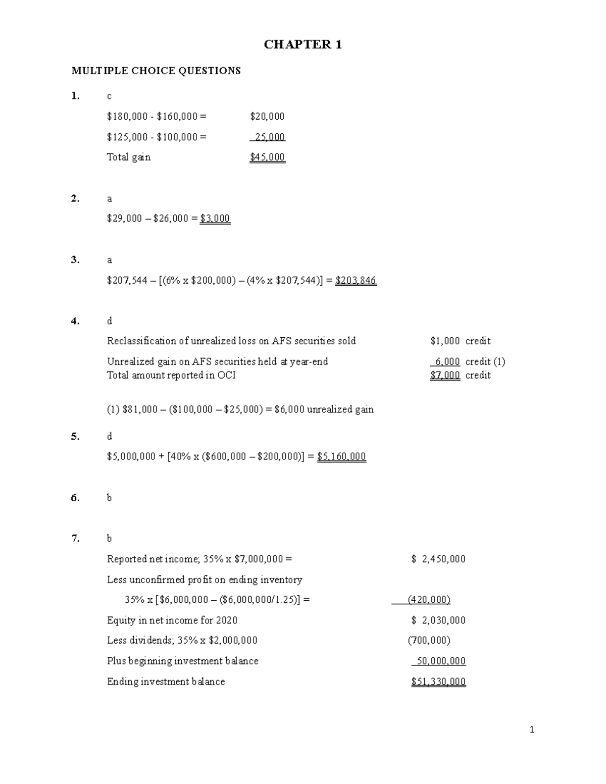 Chapter 1 Solutions and Practice Questions for Acc. 101 - Studocu