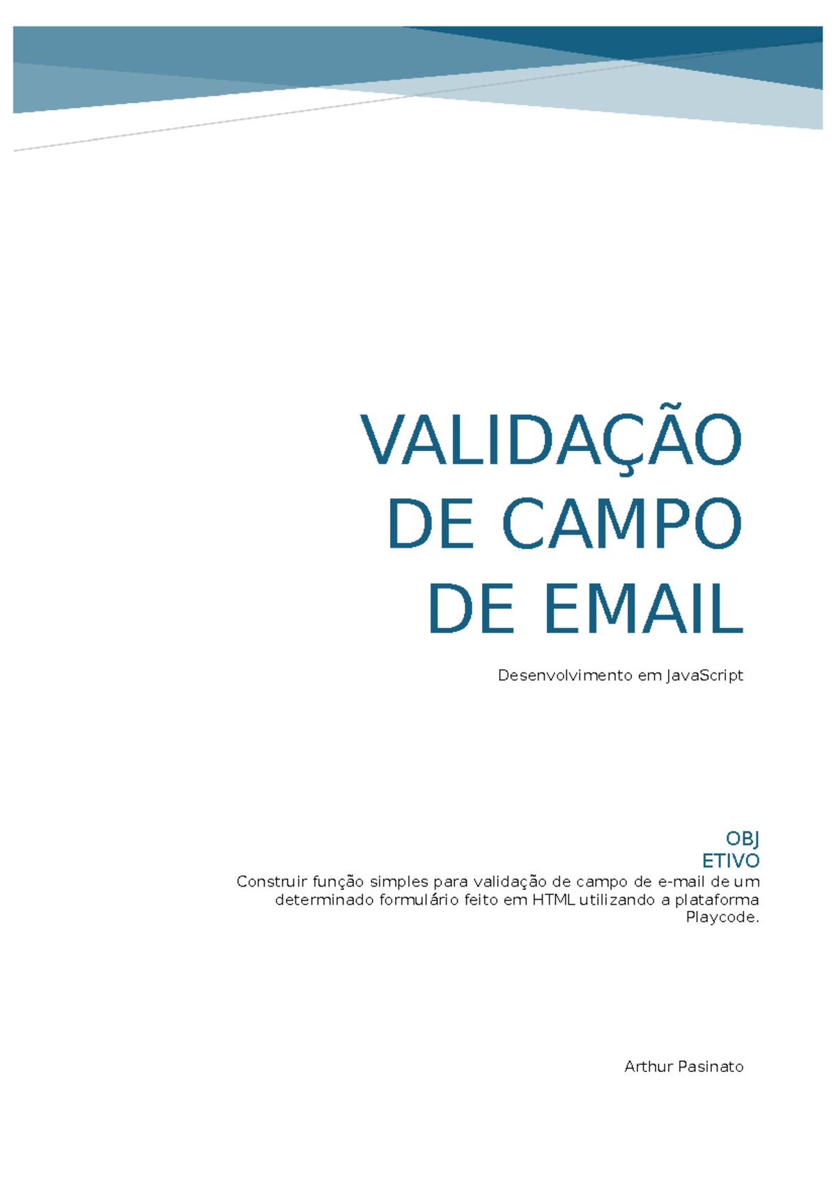 Validação de Email e Senha com JavaScript - Projeto HTML e CSS - Studocu