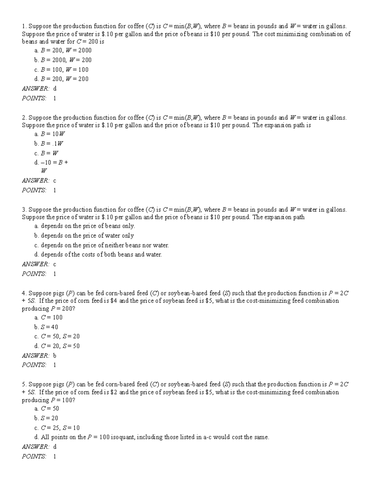 Chapter 7 Costs - Copy - Multiple Choice practice questions - - Studocu