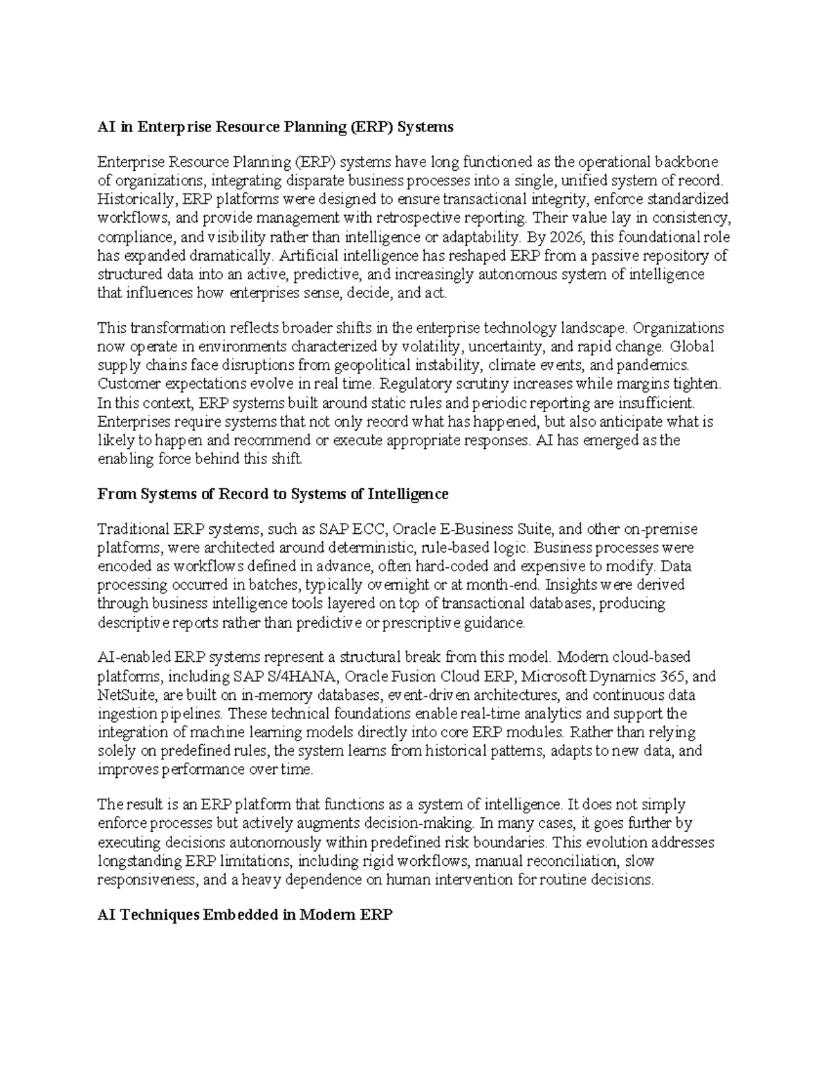 AI in ERP Systems: Transforming Business Intelligence and Operations ...