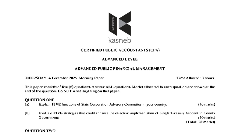 CA34S4 Advanced Public Financial Management Final Exam Guide - Studocu