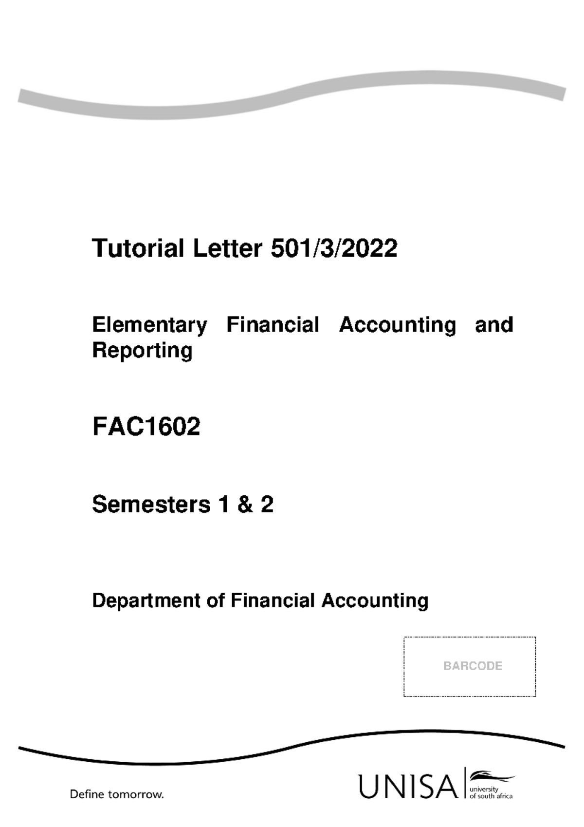 FAC1602 Study Guide: Elementary Financial Accounting & Reporting