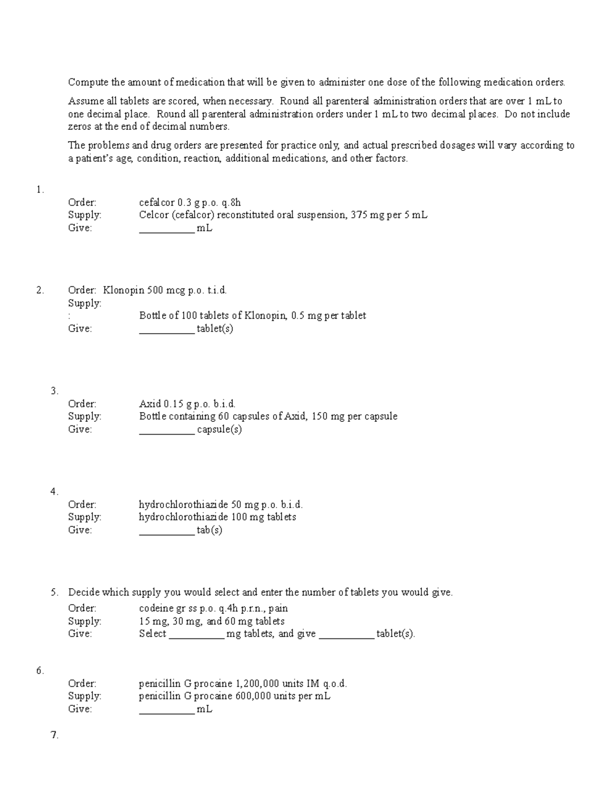 3rd Level Dosage Calculation Practice Problems - FA22 - Studocu
