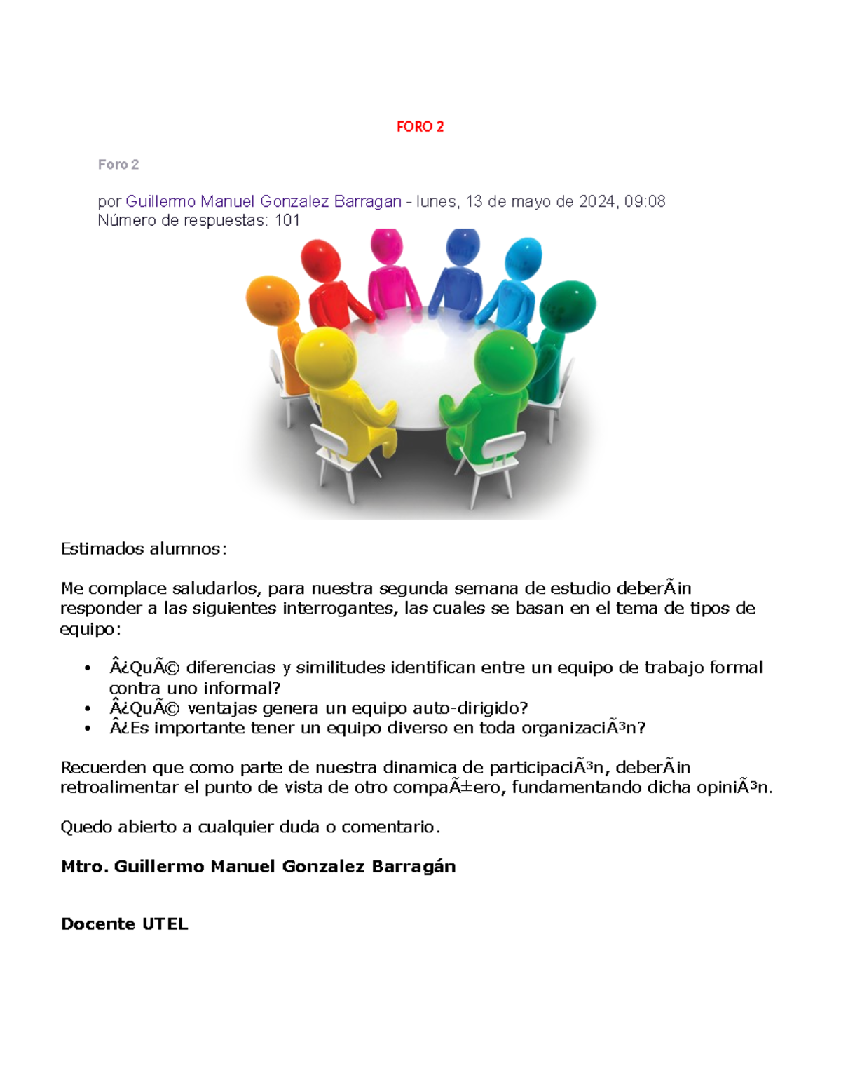 FORO 2: Equipos de Trabajo Formales e Informales - Análisis y Ventajas ...