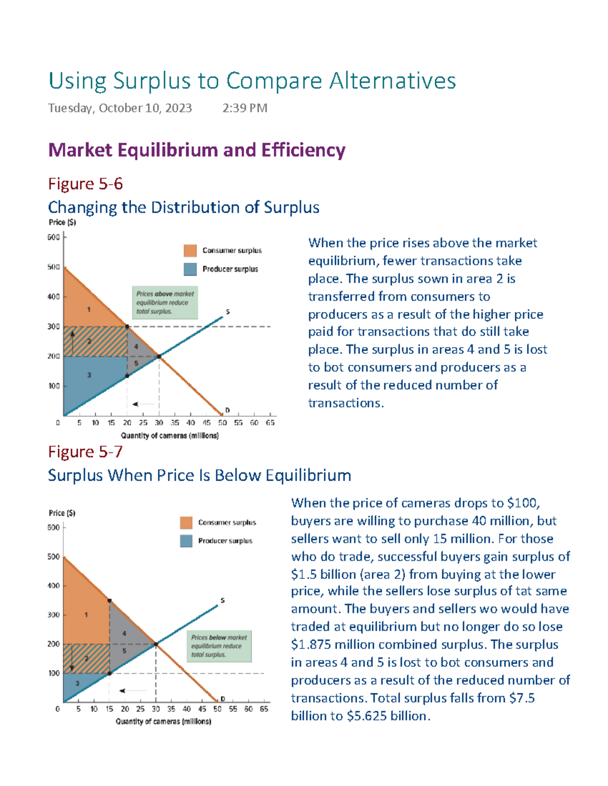 Market Equilibrium & Surplus Analysis: Alternatives Comparison - Studocu