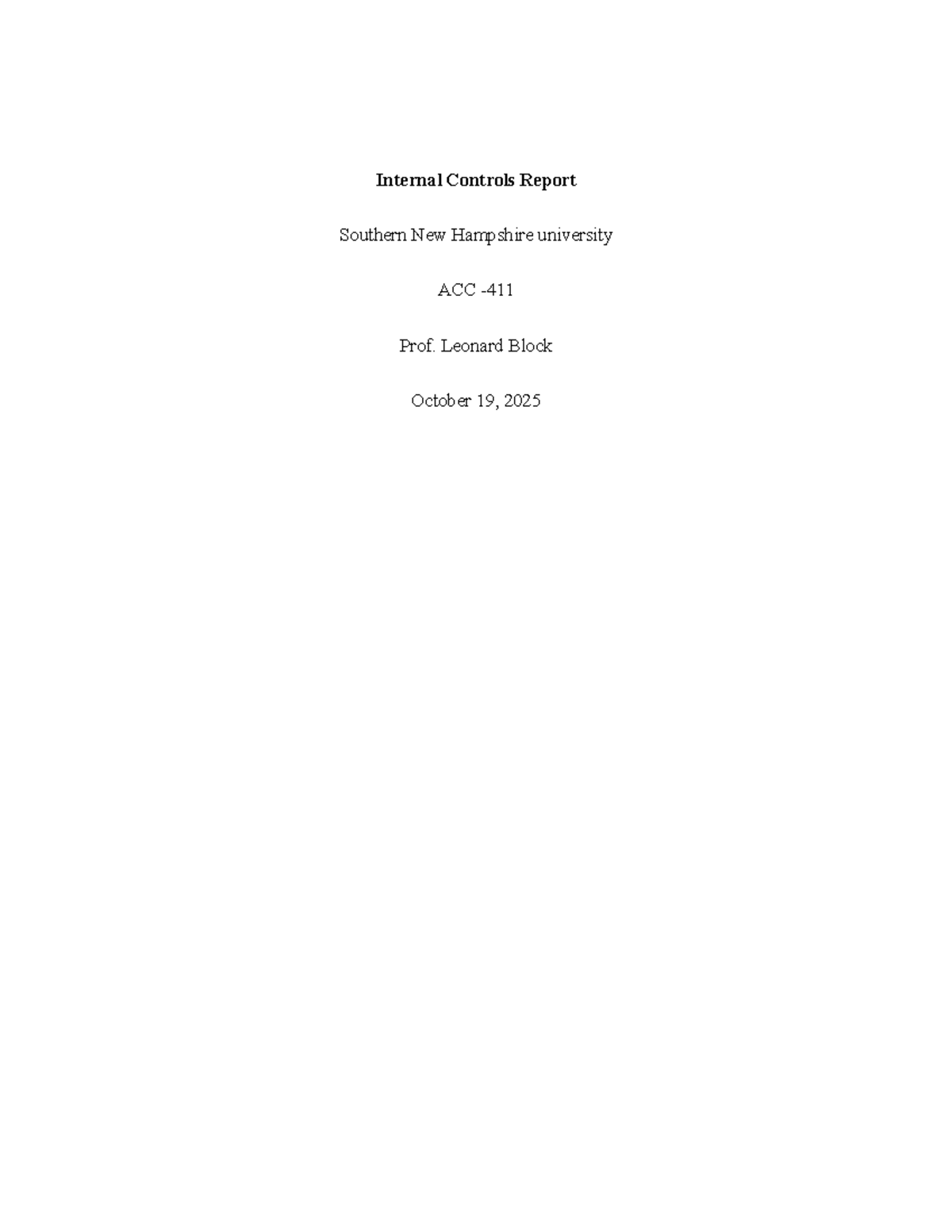 ACC 411 Internal Controls Audit Report for Cloud9 Corp - Studocu