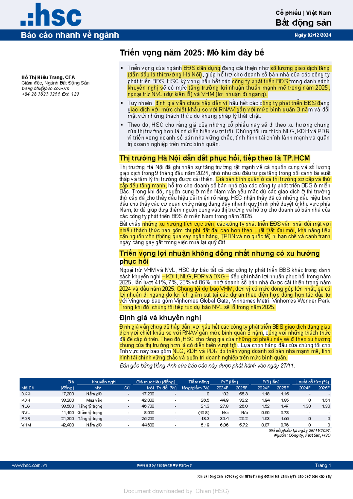 Nganh bat dong san update by HSC 2 - hsc.com Powered by FactSet RMS ...