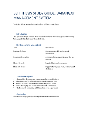 BSIT Thesis Study Guide: Management Information Systems Overview - Studocu