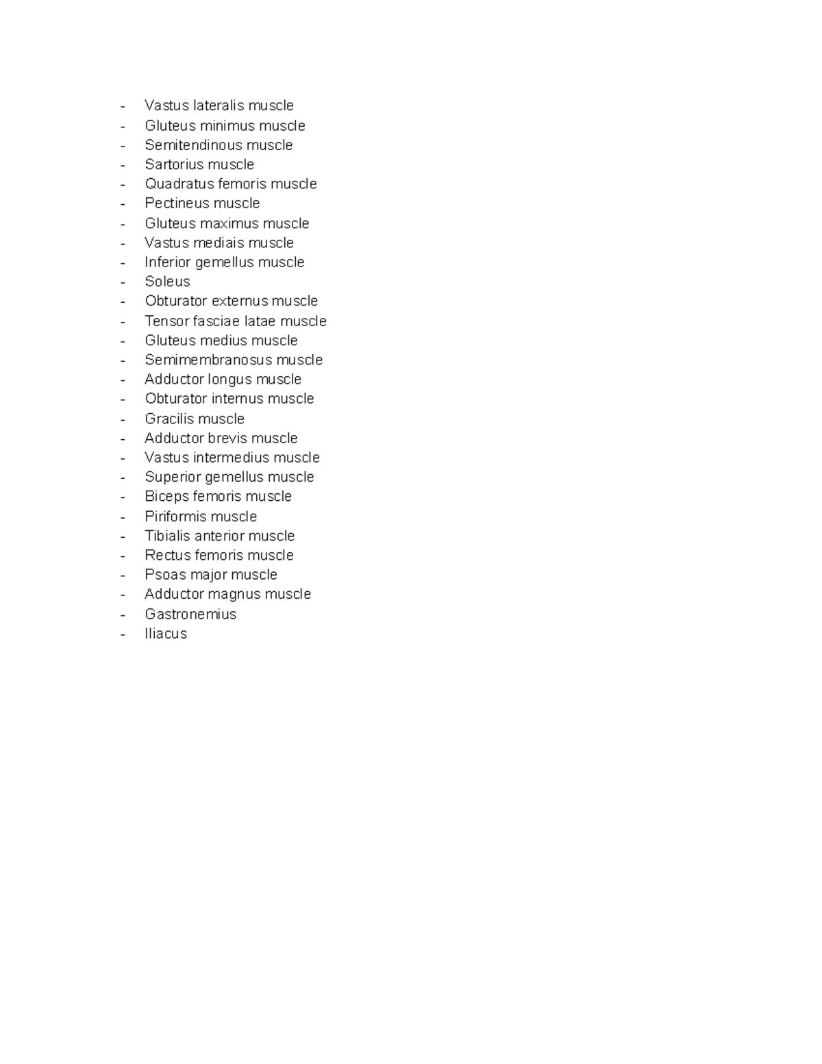 ANAT 101: Comprehensive Muscle List and Anatomy Overview - Studocu