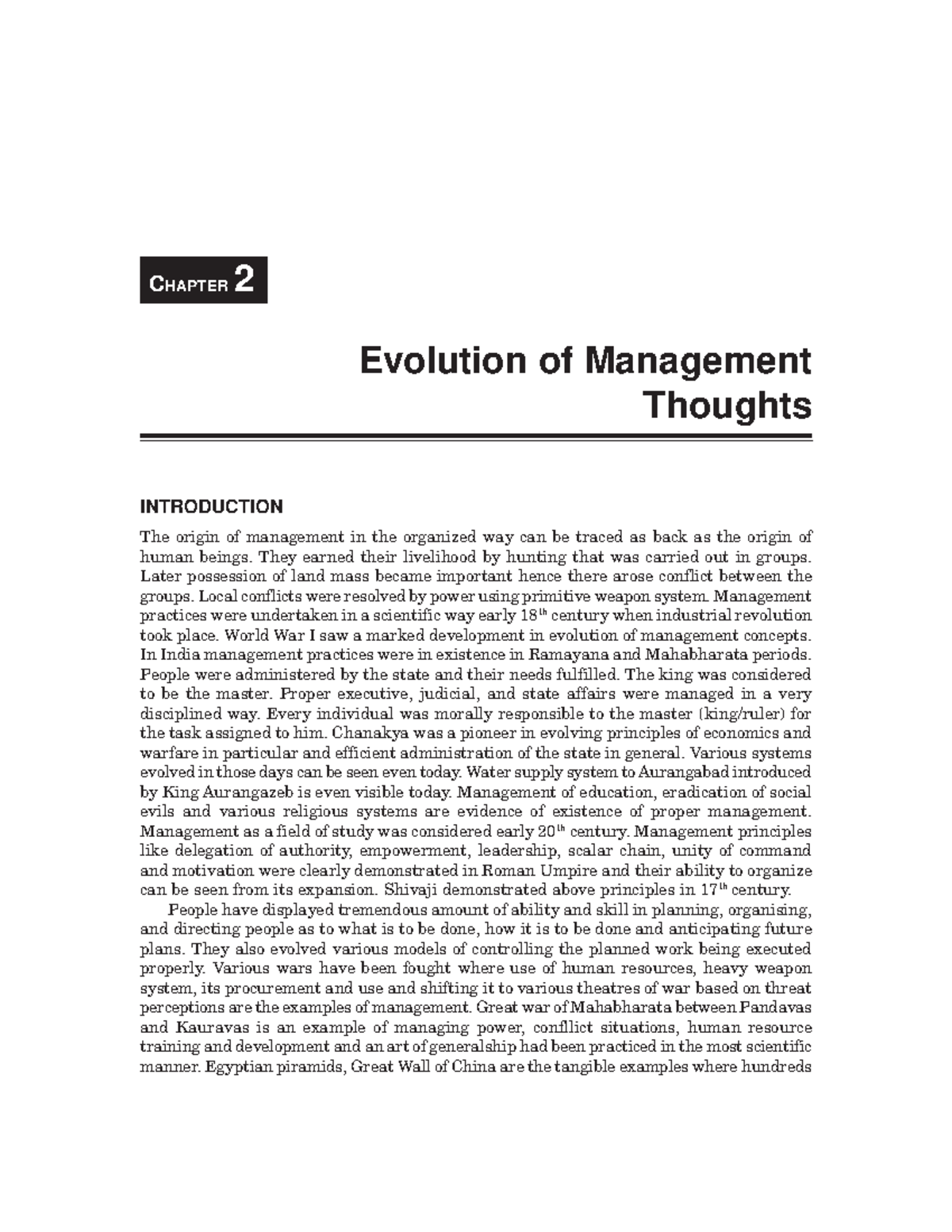 Chapter 2 - Evolution of Management Thoughts & Principles - Studocu