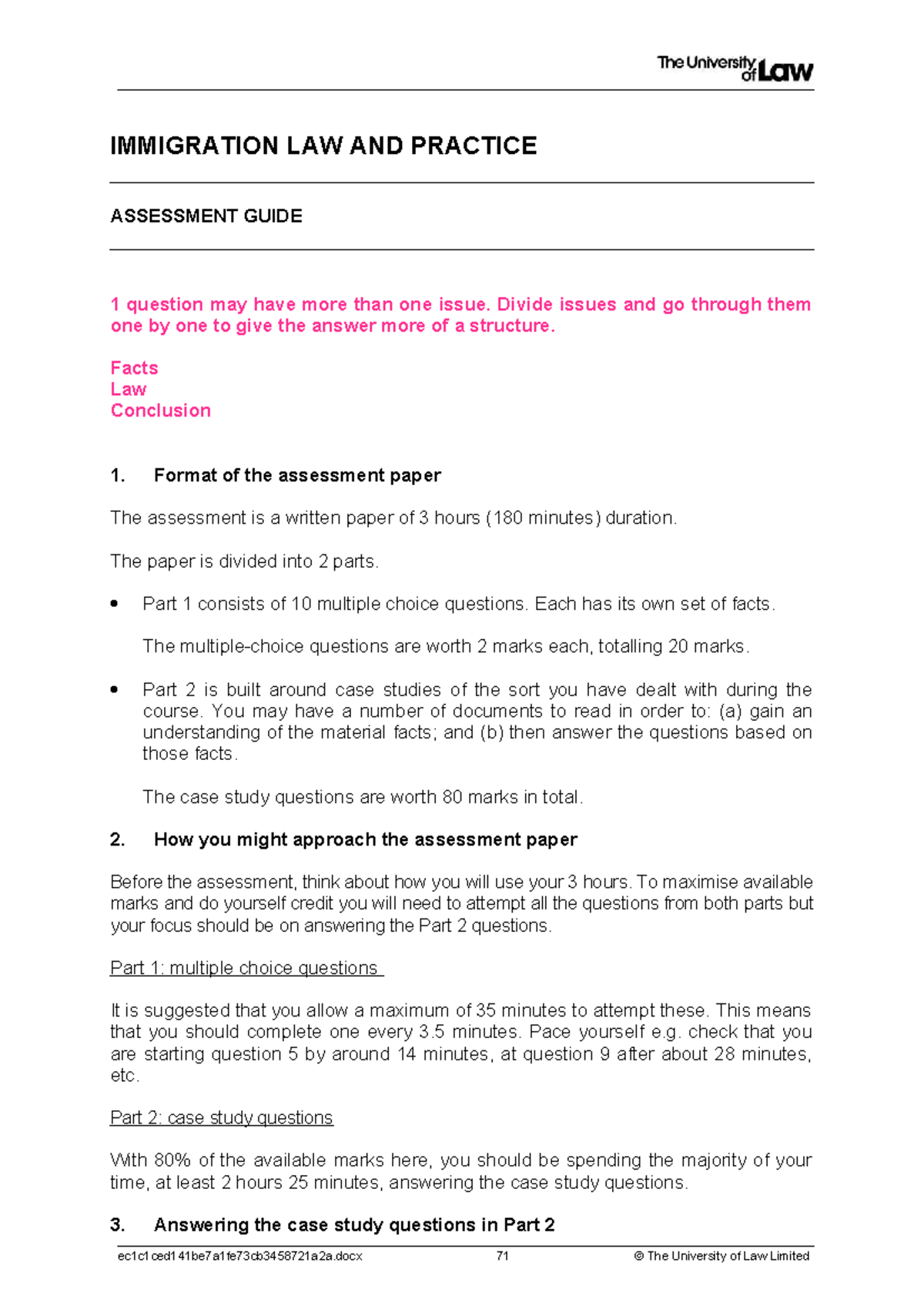 IMMIGRATION LAW ASSESSMENT GUIDE: STRUCTURE & STRATEGIES - Studocu