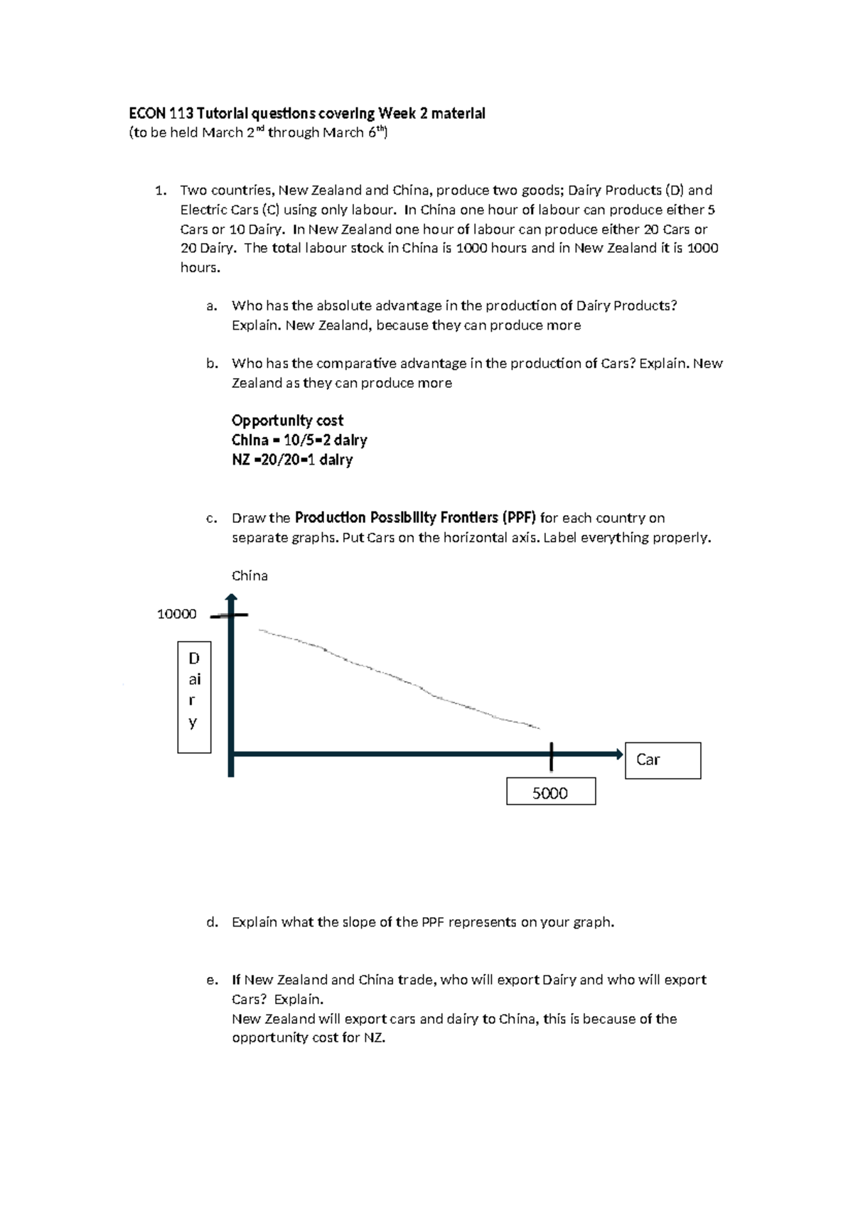 ECON 113 Week 2 Tutorial Questions & Trade Analysis - Studocu