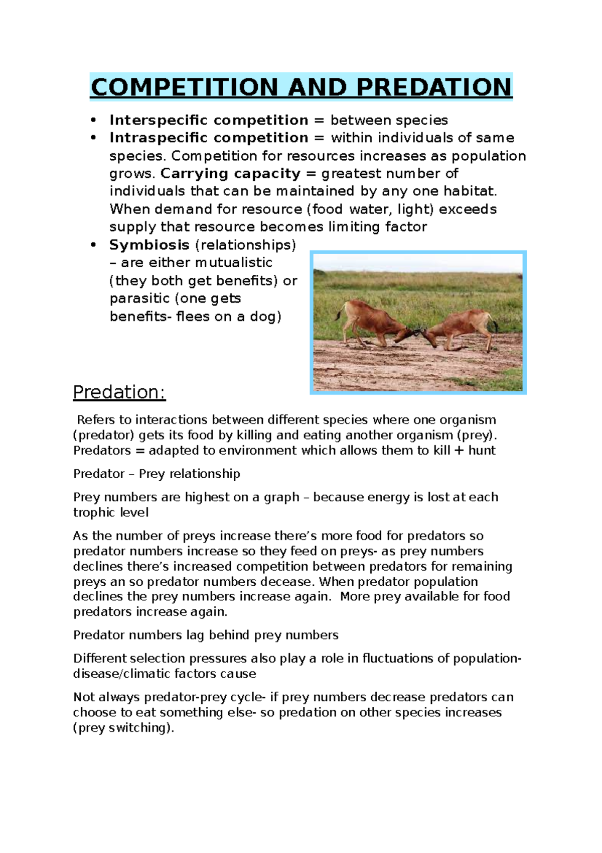 Competition AND Predation - COMPETITION AND PREDATION Interspecific ...