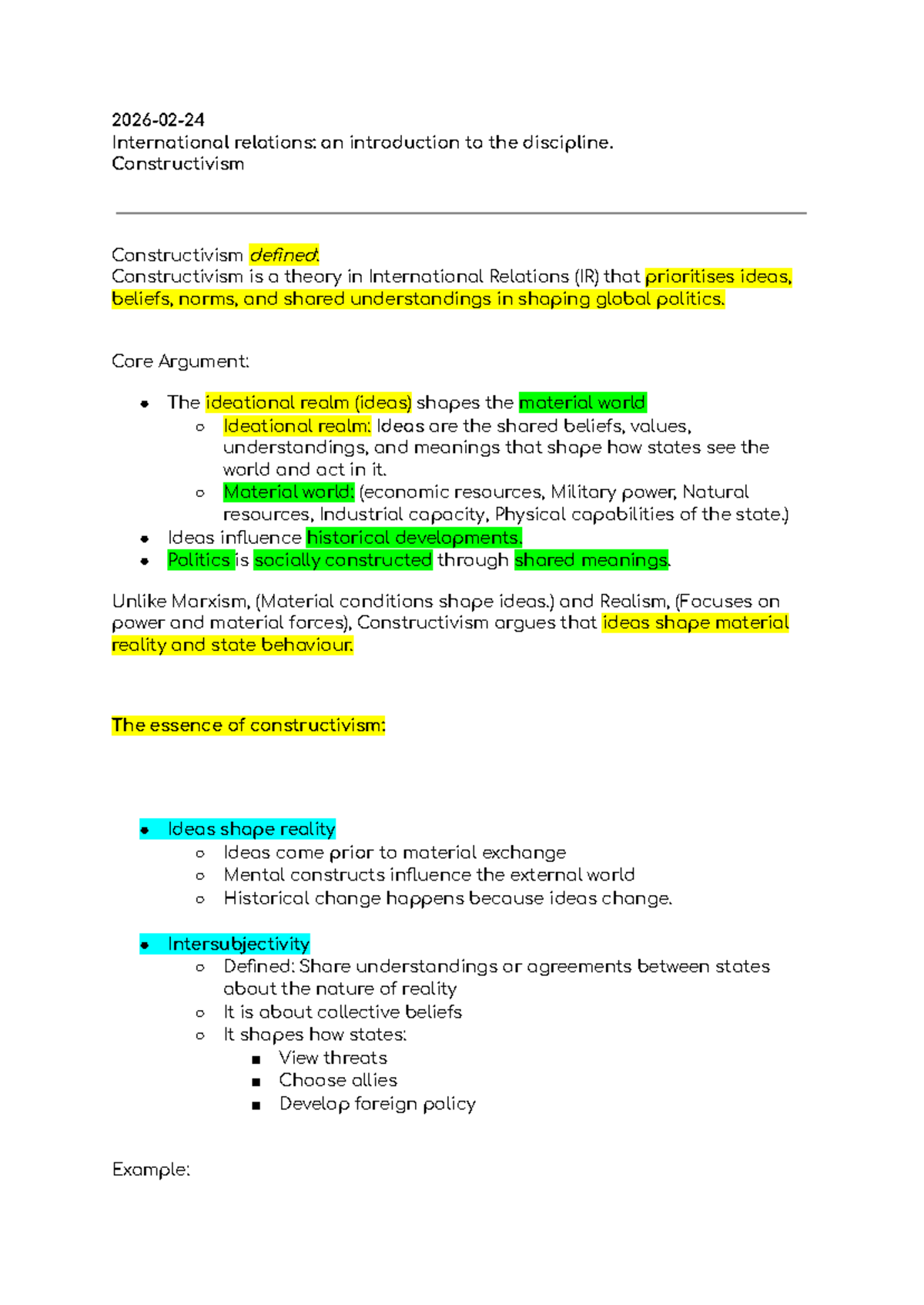 Constructivism in International Relations: An Overview of Key Concepts ...