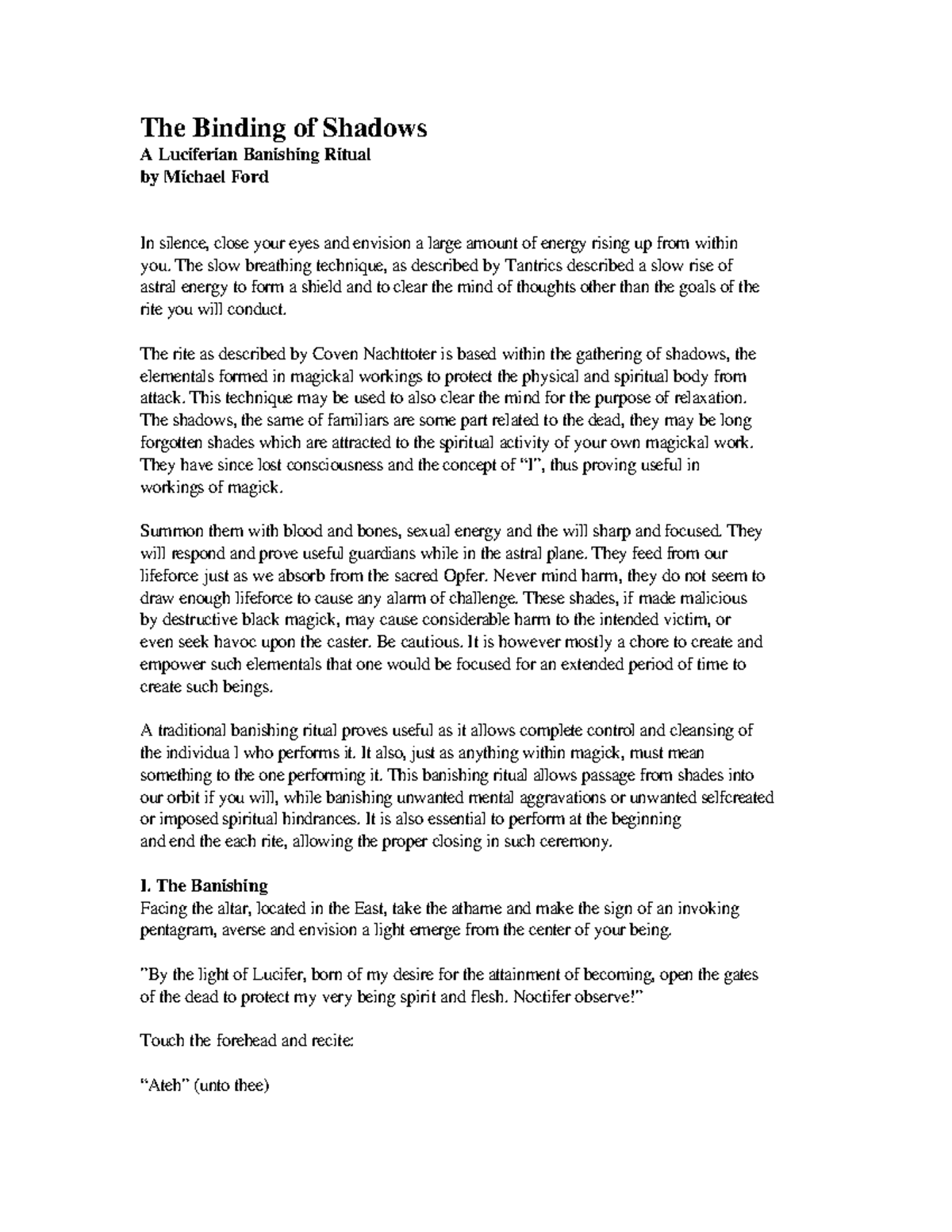 1-The Binding of Shadows: A Luciferian Banishing Ritual Guide - Studocu
