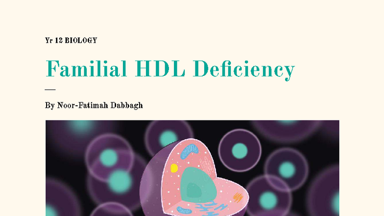 Yr 12 BIOLOGY Assessment: Familial HDL Deficiency Overview - Studocu