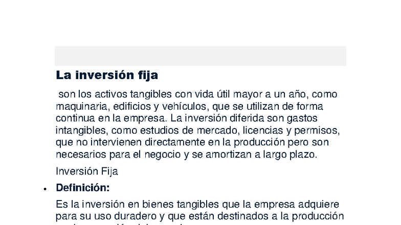 Inversión Fija y Diferida: Apuntes Esenciales para Entender su