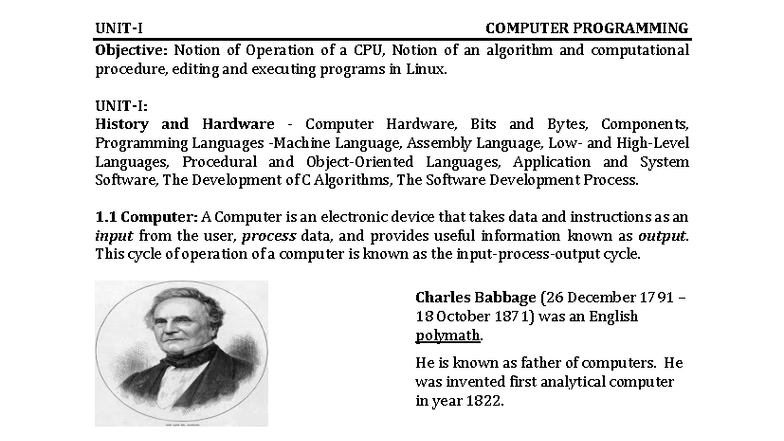 CP UNIT I R16 - Computer Programming Concepts and CPU Operations - Studocu