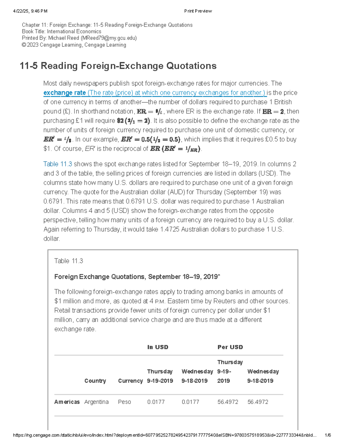 International Economics: Chapter 11 - Reading Foreign Exchange Rates ...