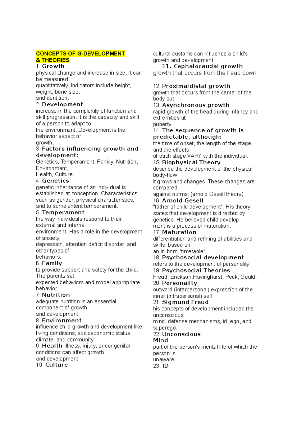 Life Span Development Reviewer - CONCEPTS OF G-DEVELOPMENT & THEORIES ...