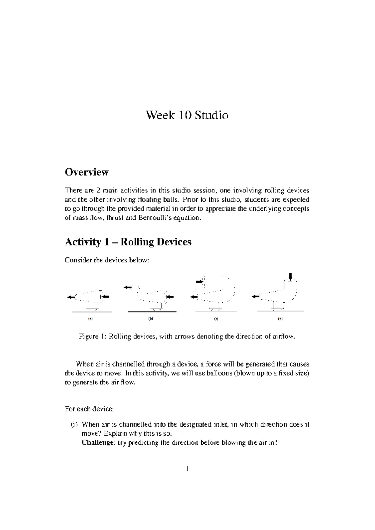 ENGR 302 Week 10 Studio Session: Rolling Devices & Floating Balls - Studocu