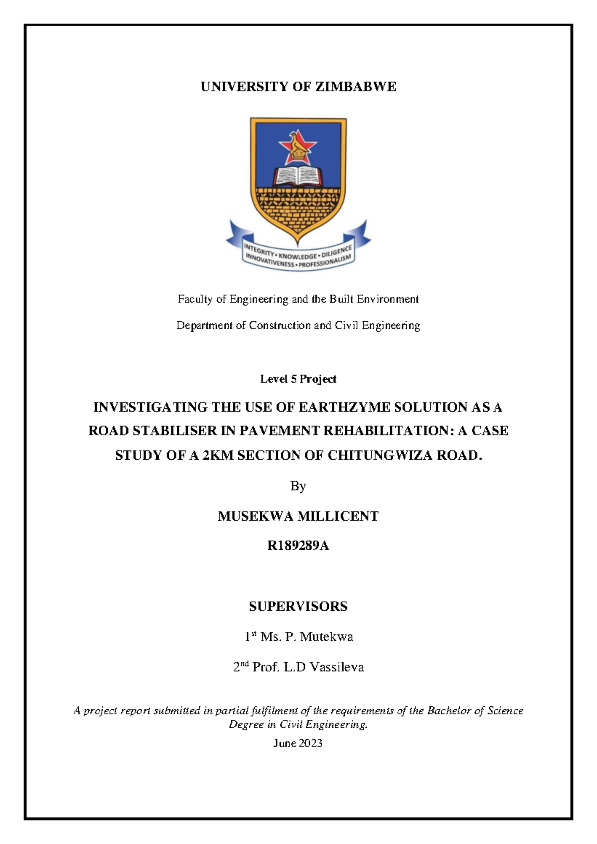 Investigation of EarthZyme for Pavement Rehabilitation (CE 5 Project ...