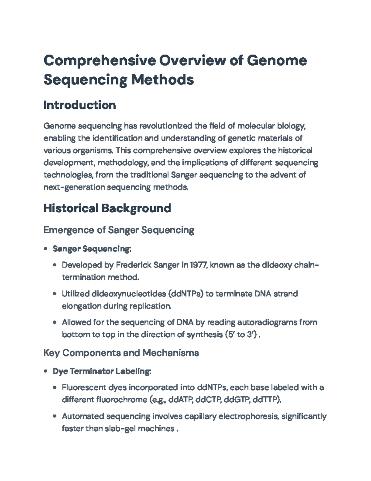 DNA Sequencing Technologies Overview: First to Third-Generation ...