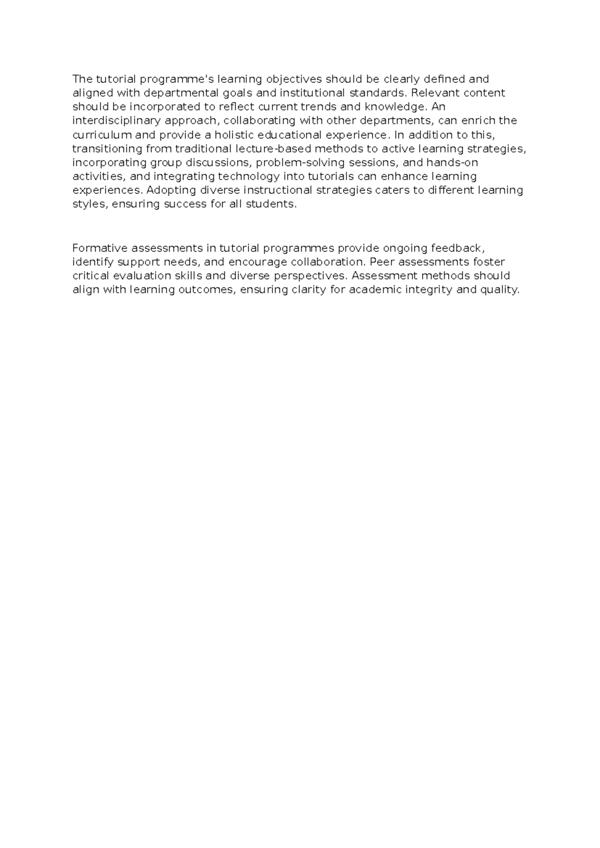 Activity 3 - Tutorial - The tutorial programme's learning objectives ...