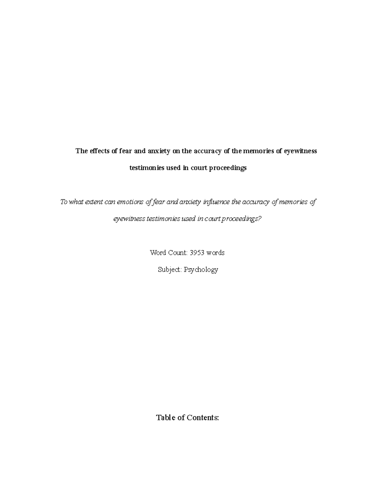 EE Final Draft: Emotions' Impact on Eyewitness Testimony Accuracy - Studocu
