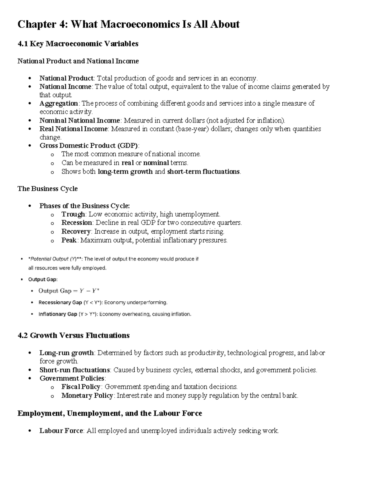 Econ 203 midterm 1 - Summary Introduction to Macroeconomics - Chapter 4 ...